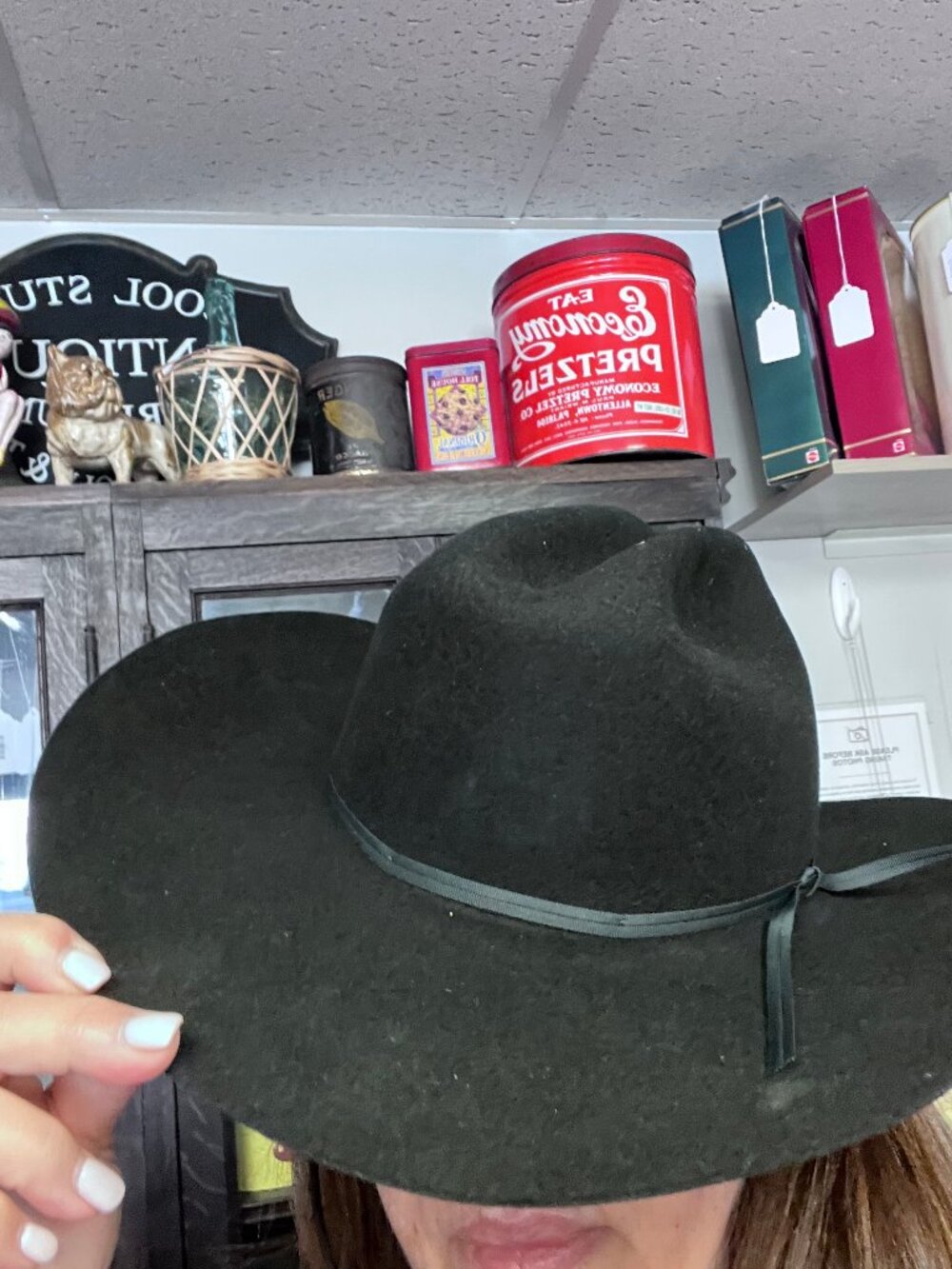 Stetson 3X Black Wool Felt Cowboy Hat Size 7 1/8 USA